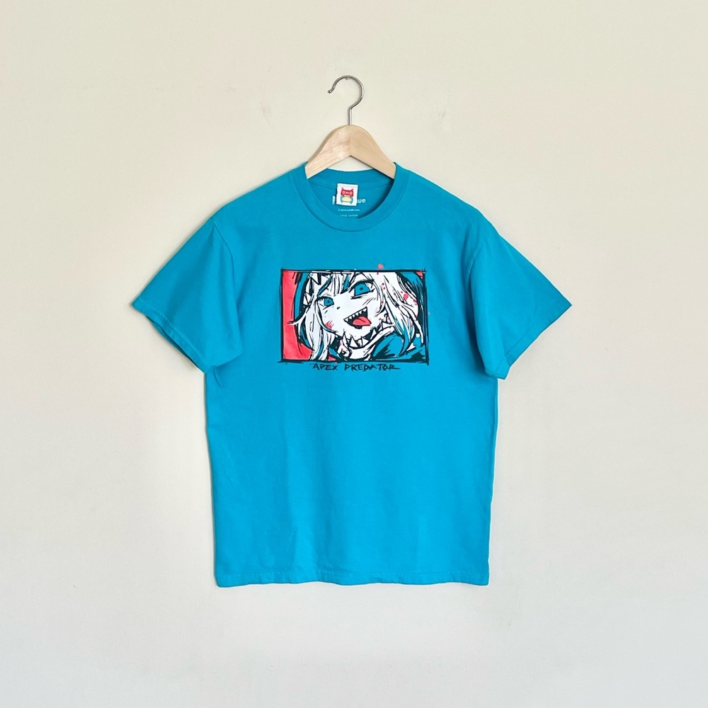 Omocat x hololive Gawr Gura Apex Predator Blue Anime T Shirt Adult size Medium